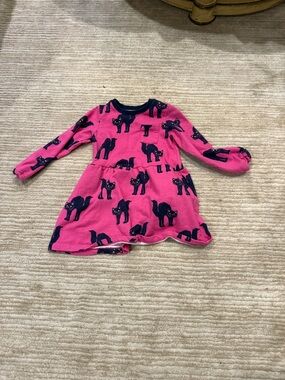Boden Pink Dress with Navy Cat Print